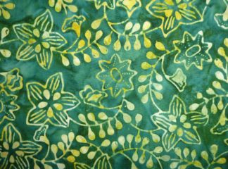 Stoff Batik grüngelb Blütenranken