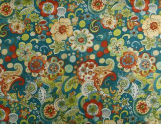 Stoff Tangier Blüten abstrakt türkis-orange-grün