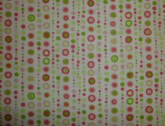 Stoff natur mit Punkten und Kreisen pink-grün