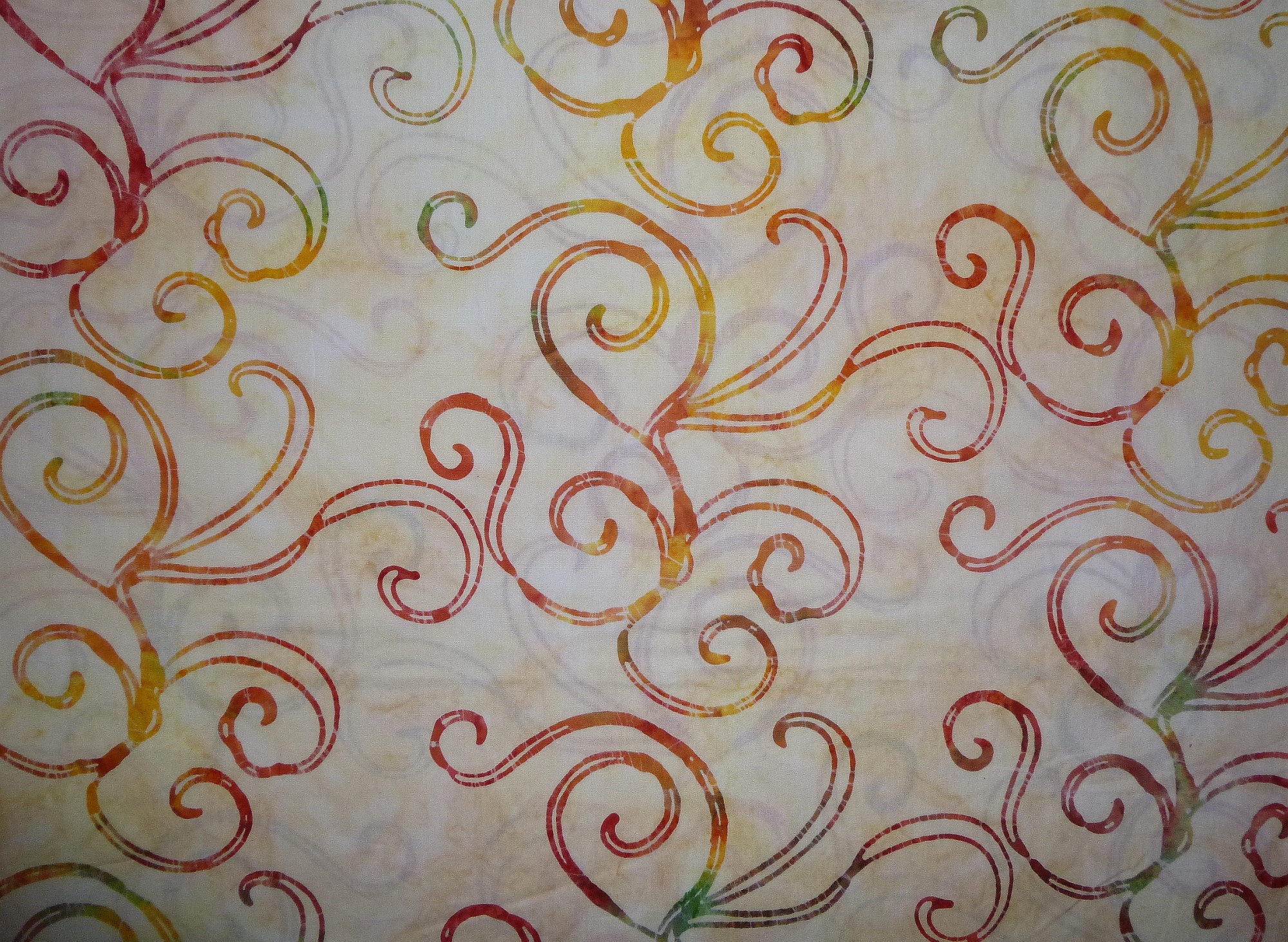 Stoff Batik natur mit Ranken