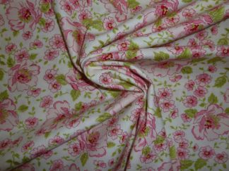 Stoff mit Blüten pink auf natur