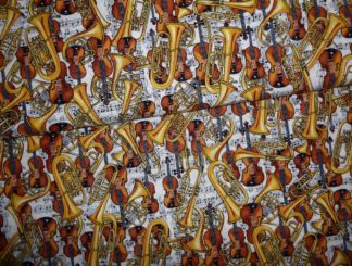 Stoff Musikinstrumente auf Noten von Kaufman