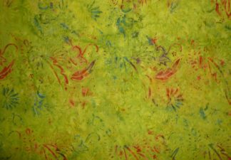 Stoff Twilight Bali grün-rot Blüten und Blätter