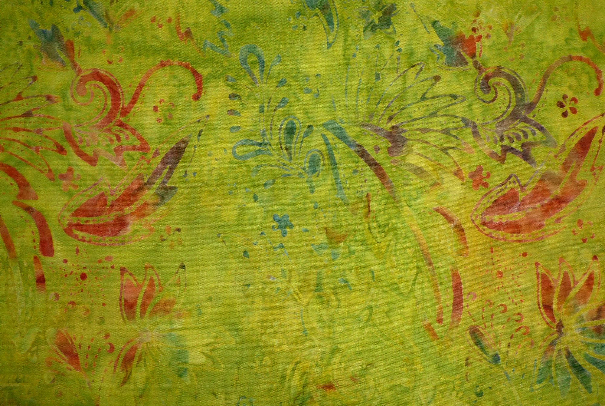 Stoff Twilight Bali grün-rot Blüten und Blätter – Bild 3