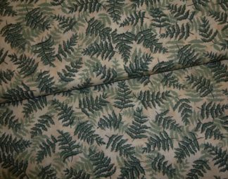 Stoff Farne auf grün-beige