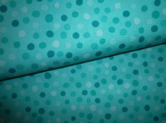 Stoff türkis mit Punkten weiß/türkis