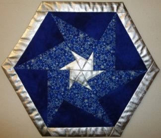 Sternendeckchen 6-eckig blau-silber