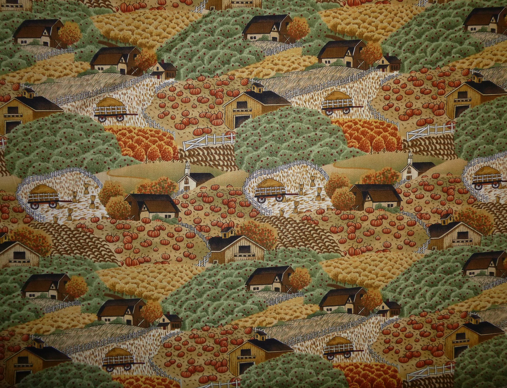 Stoff Bauernhof mit Kürbissen von Debbie Mumm – Bild 2