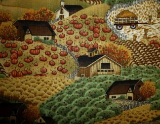 Stoff Bauernhof mit Kürbissen von Debbie Mumm