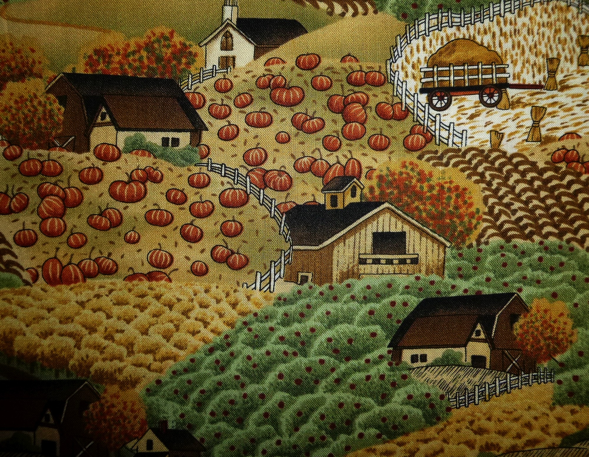 Stoff Bauernhof mit Kürbissen von Debbie Mumm