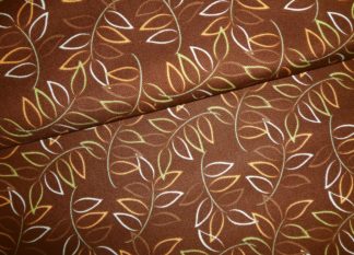 Stoff "Sonora" Blattkonturen auf braun