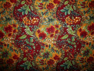 Stoff mit Blumenbordüre bordeaux-ocker