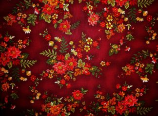 Stoff mit Christrosen bordeaux