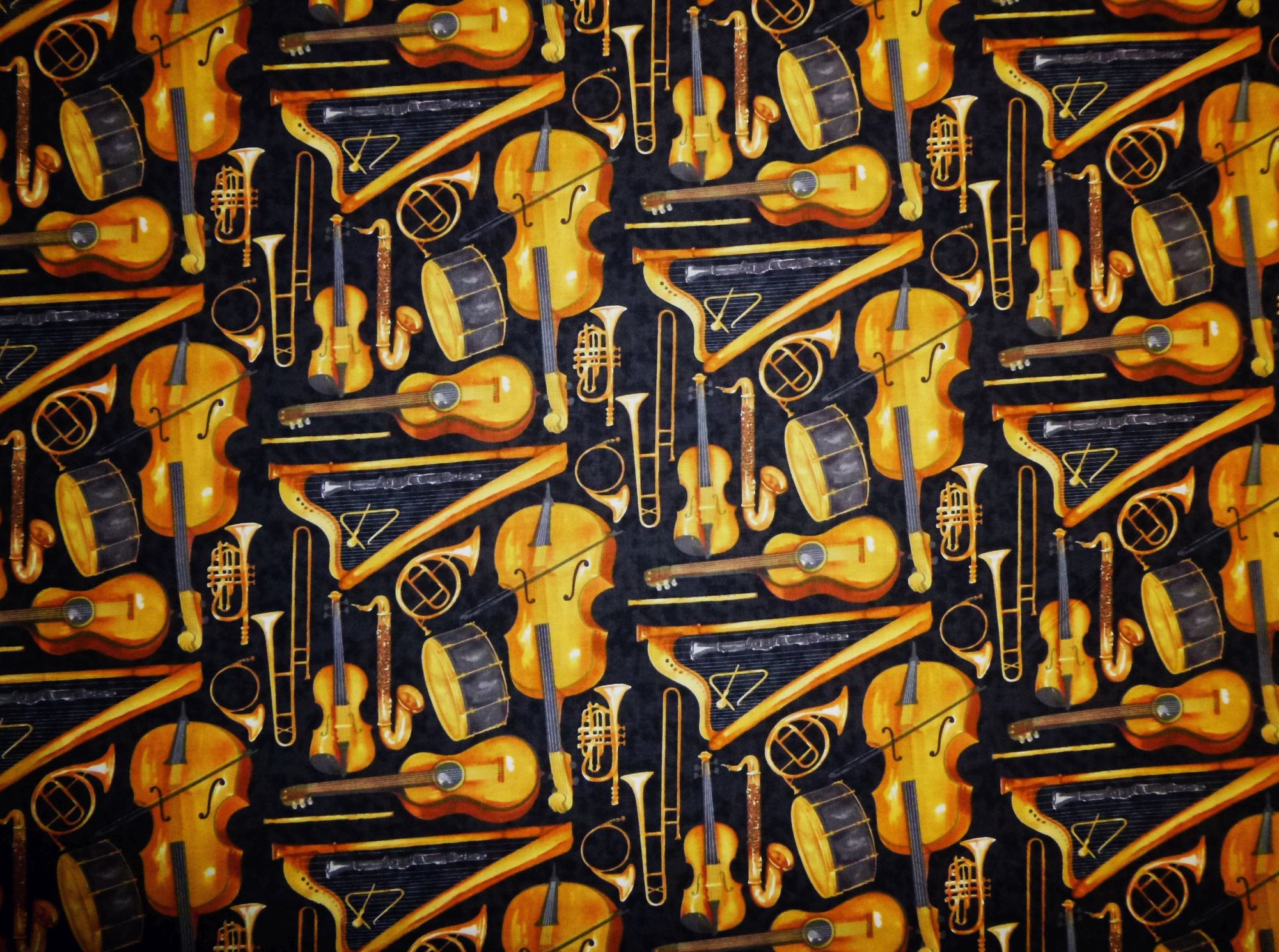 Stoff Maestro Musikinstrumente auf anthrazit – Bild 2