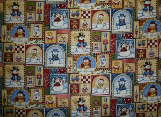 Stoff mit Schneemännern