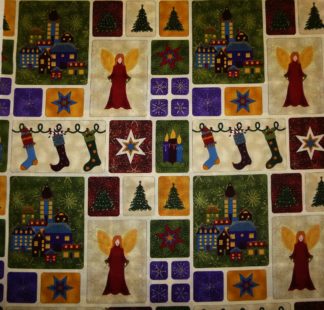 Stoffpanel mit Stadt und Engel