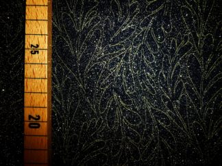 Stoff schwarz-gold Blattranken