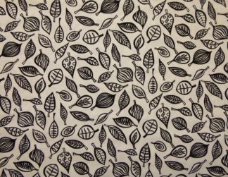 Stoff Midwinter Garden schwarz-weiß mit Blättern