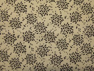 Stoff Tropfenblüten in schwarz und silber auf weiß