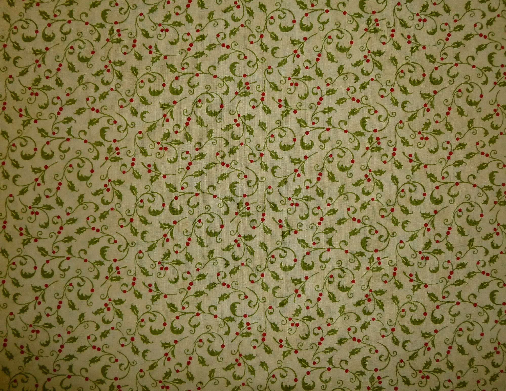 Stoff beige mit Ilex grün-rot – Bild 2