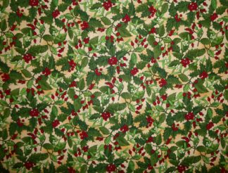 Stoff beige mit Ilex und Misteln