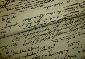 Stoff Schrift schwarz auf natur