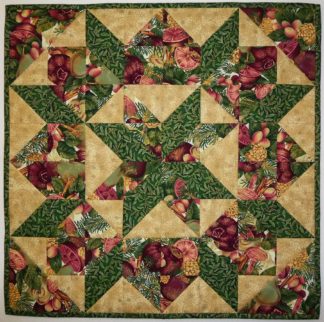 Mitteldecke grün-natur-bordeaux