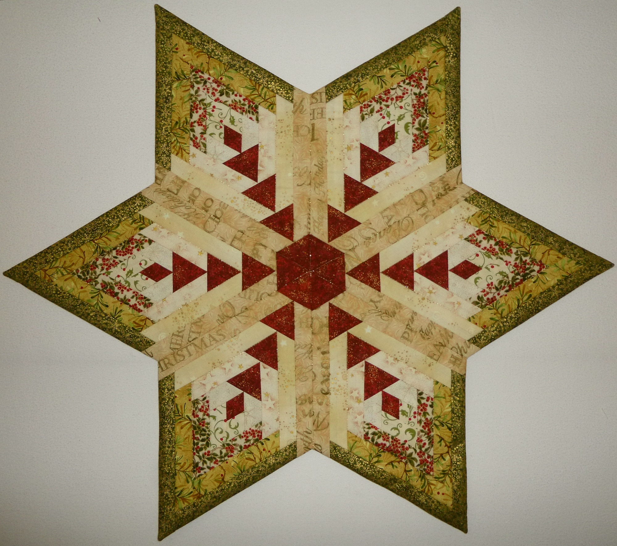 Strahlenstern 6-eckig natur-rot-goldgrün – Bild 4