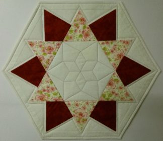 Hexagonstern rosa-natur-himbeerrot mit weißem Rand