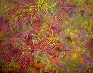 Stoff Batik Harvest Beet Blätter rot-grün