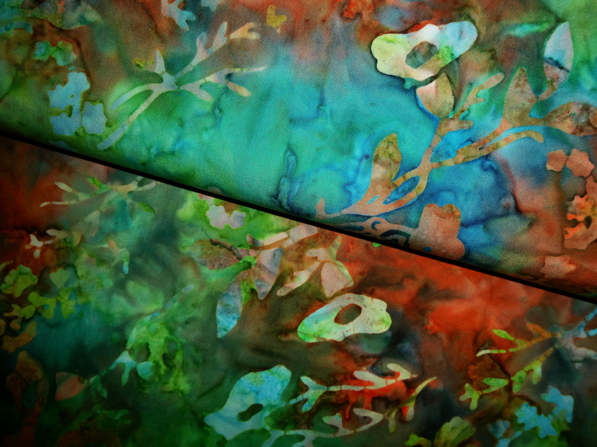 Stoff Batik Tropicana Colorburst blau-grün-orange – Bild 3