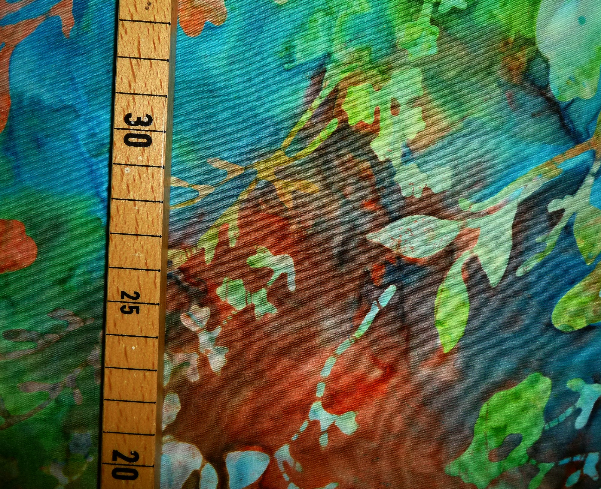 Stoff Batik Tropicana Colorburst blau-grün-orange – Bild 5