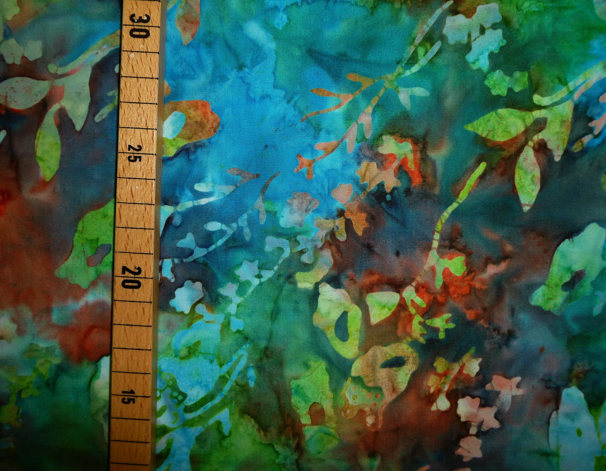 Stoff Batik Tropicana Colorburst blau-grün-orange – Bild 6