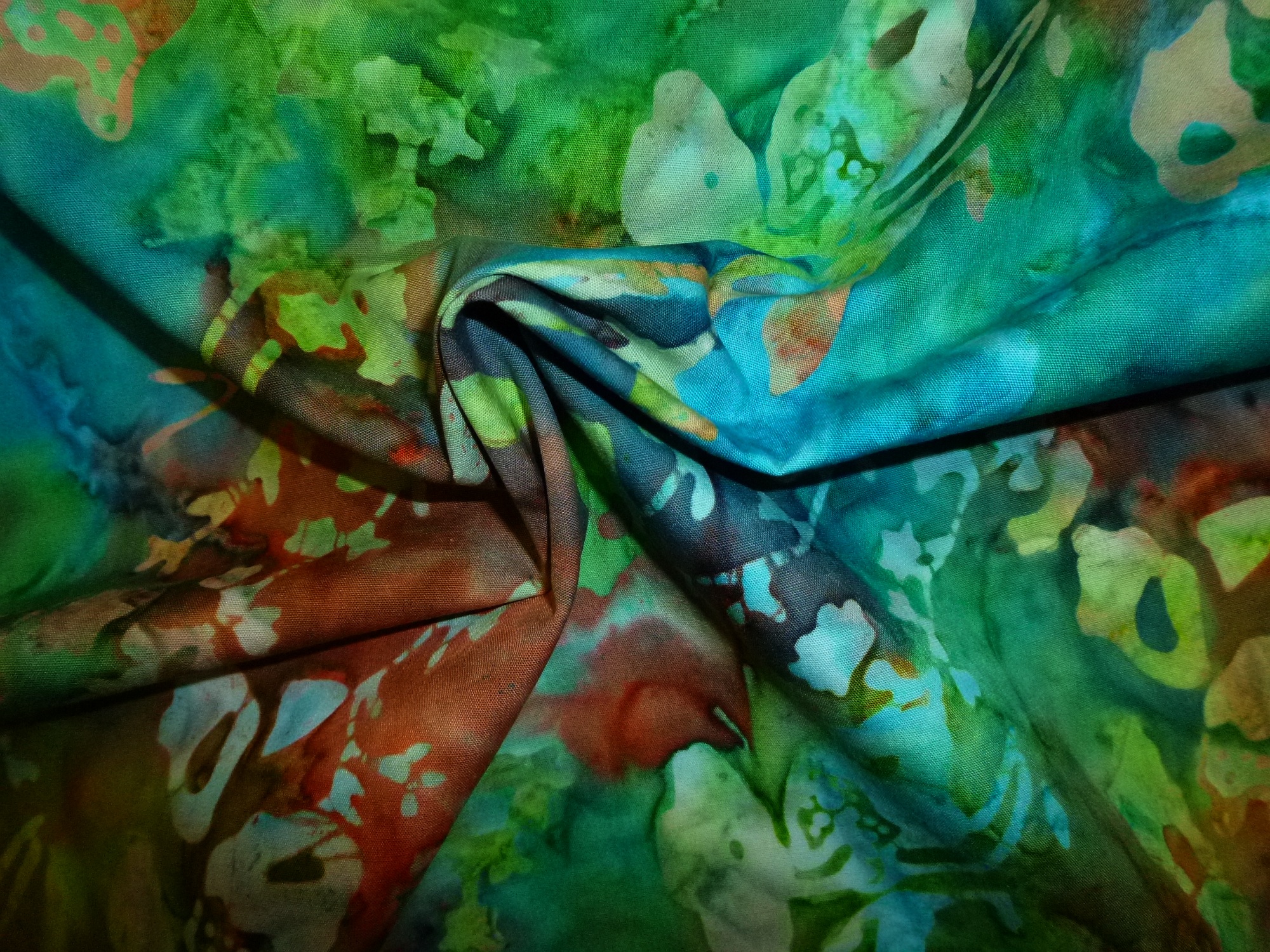 Stoff Batik Tropicana Colorburst blau-grün-orange – Bild 4