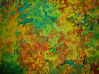 Stoff Tropicana Bali grün-gelb-orange Blumen