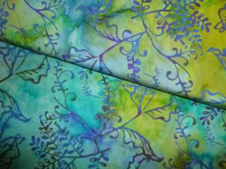 Stoff Batik Sunset River lila-grün