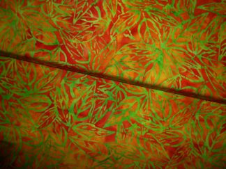 Stoff Batik Blätter orange-gelb-grün