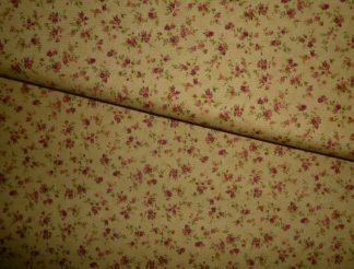 Stoff Rosen Mini rosa-pink auf mittelbeige