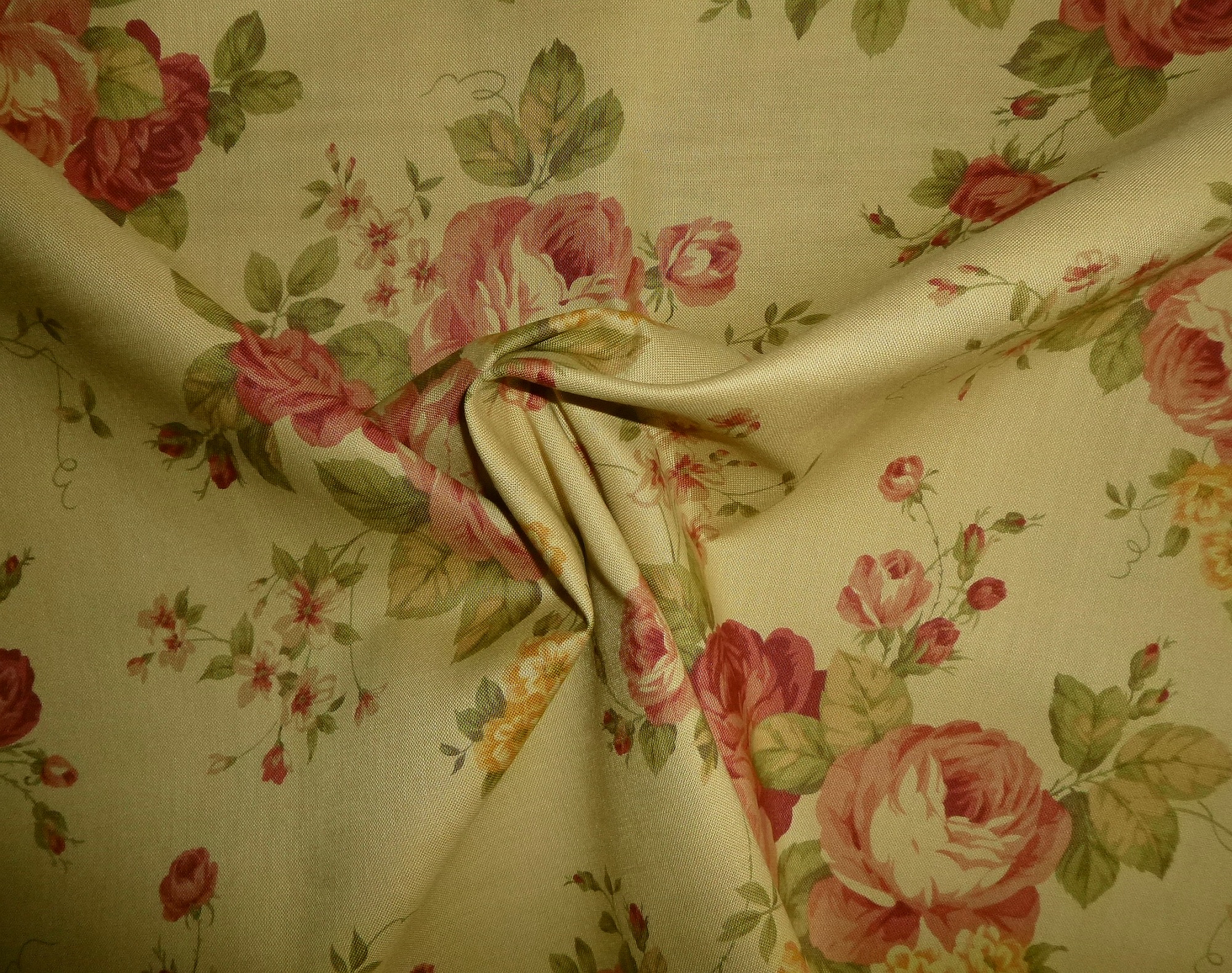 Stoff Rosen rosa auf gelblichbeige von Lecien – Bild 5