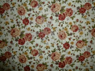 Stoff Rosen rosa auf natur