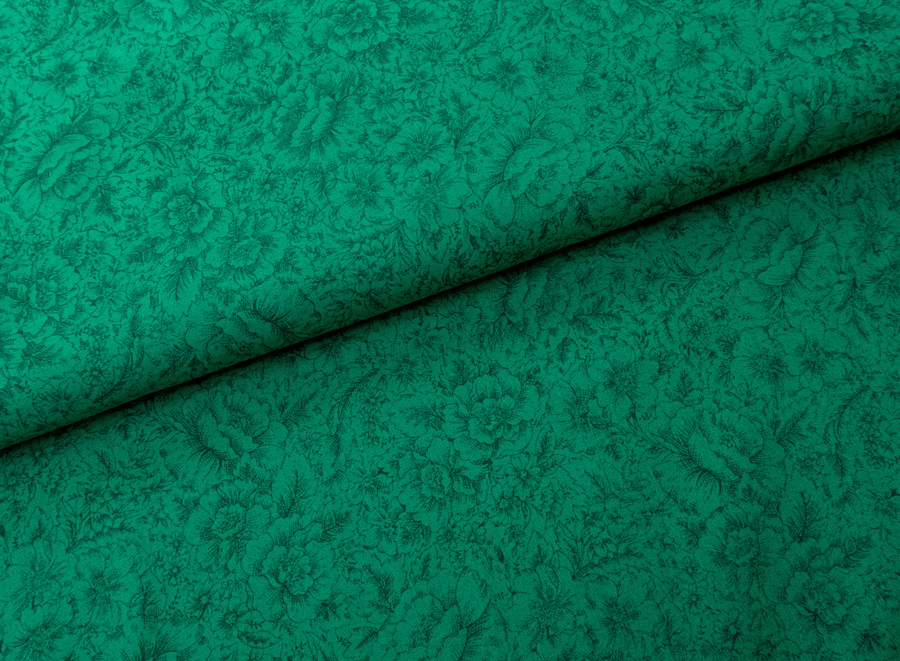 Stoff "Etchings" Blumen smaragdgrün