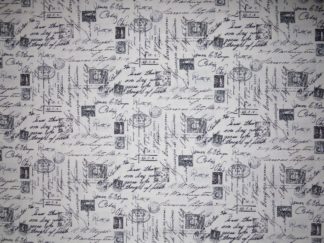 Stoff Schrift und Postkarten schwarz-weiß von Timeless Treasures
